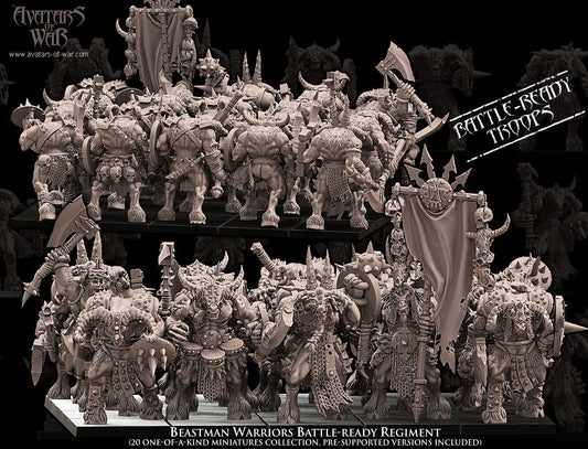 3D Printed Beastman Warriors Regiment x20 by Avatars of War