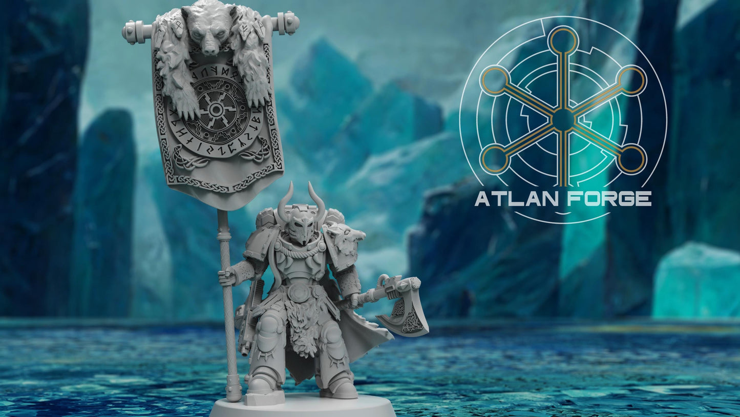 3d Printed Asgardian War Banner Bearer by Atlan Forge Miniatures