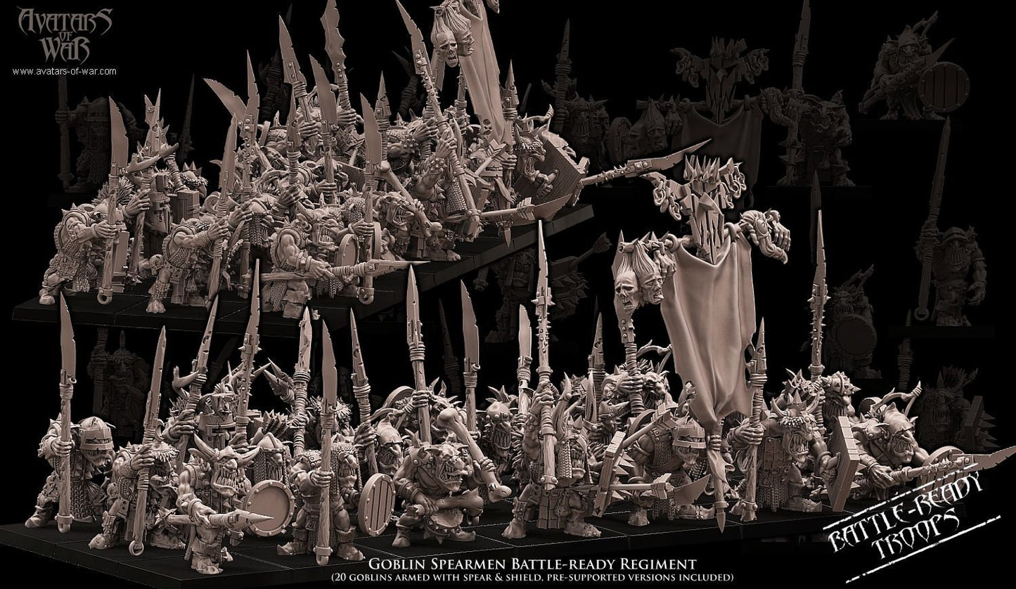 3D printed Goblin Spearmen Regiment x20 by Avatars of War