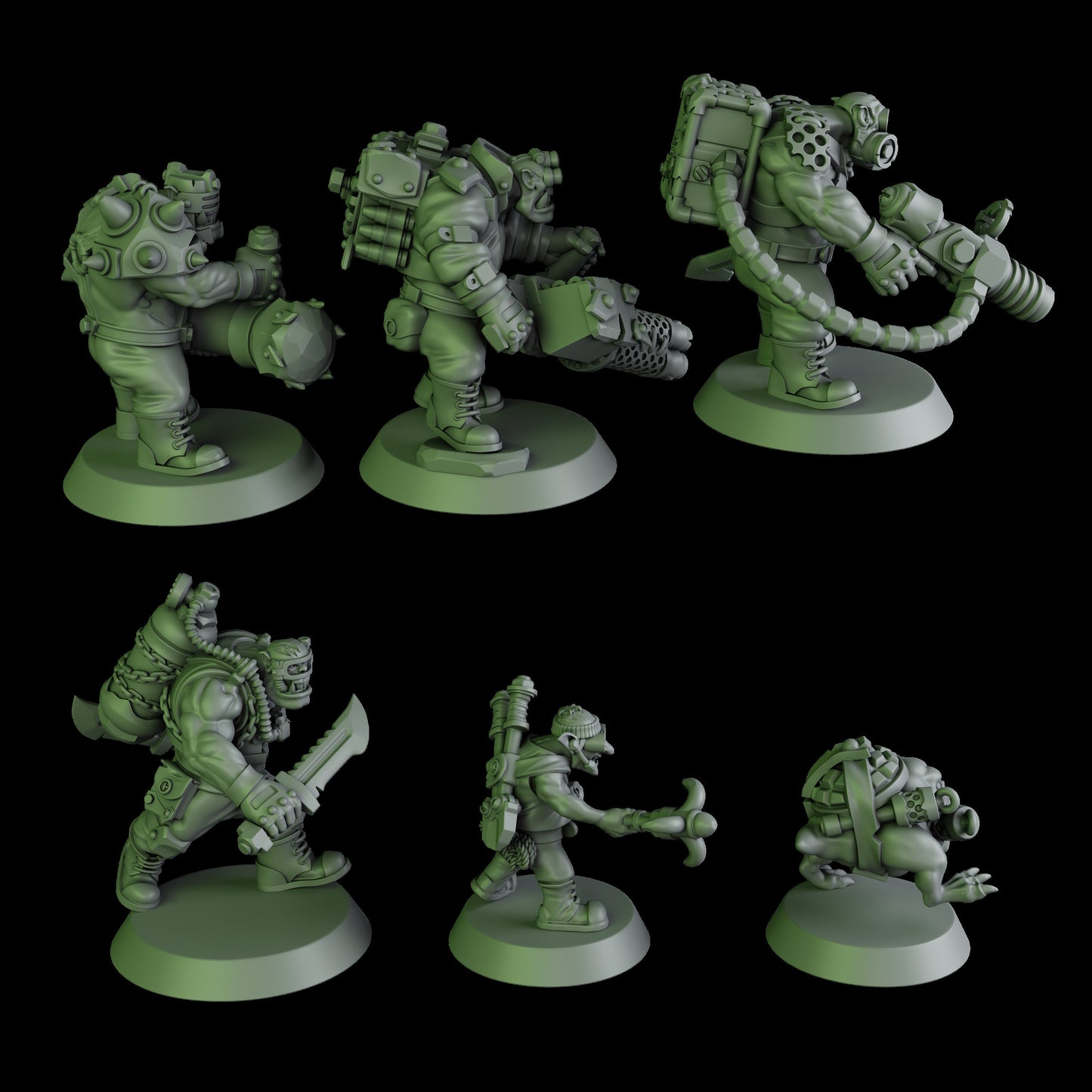 3d Printed Black Orks Mob #2 by DakkaDakka Miniatures