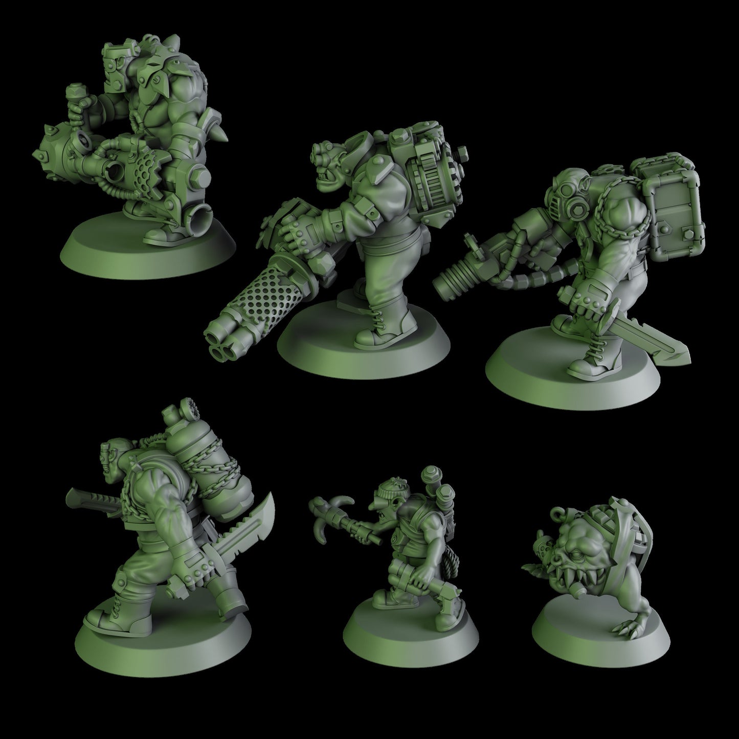 3d Printed Black Orks Mob #2 by DakkaDakka Miniatures