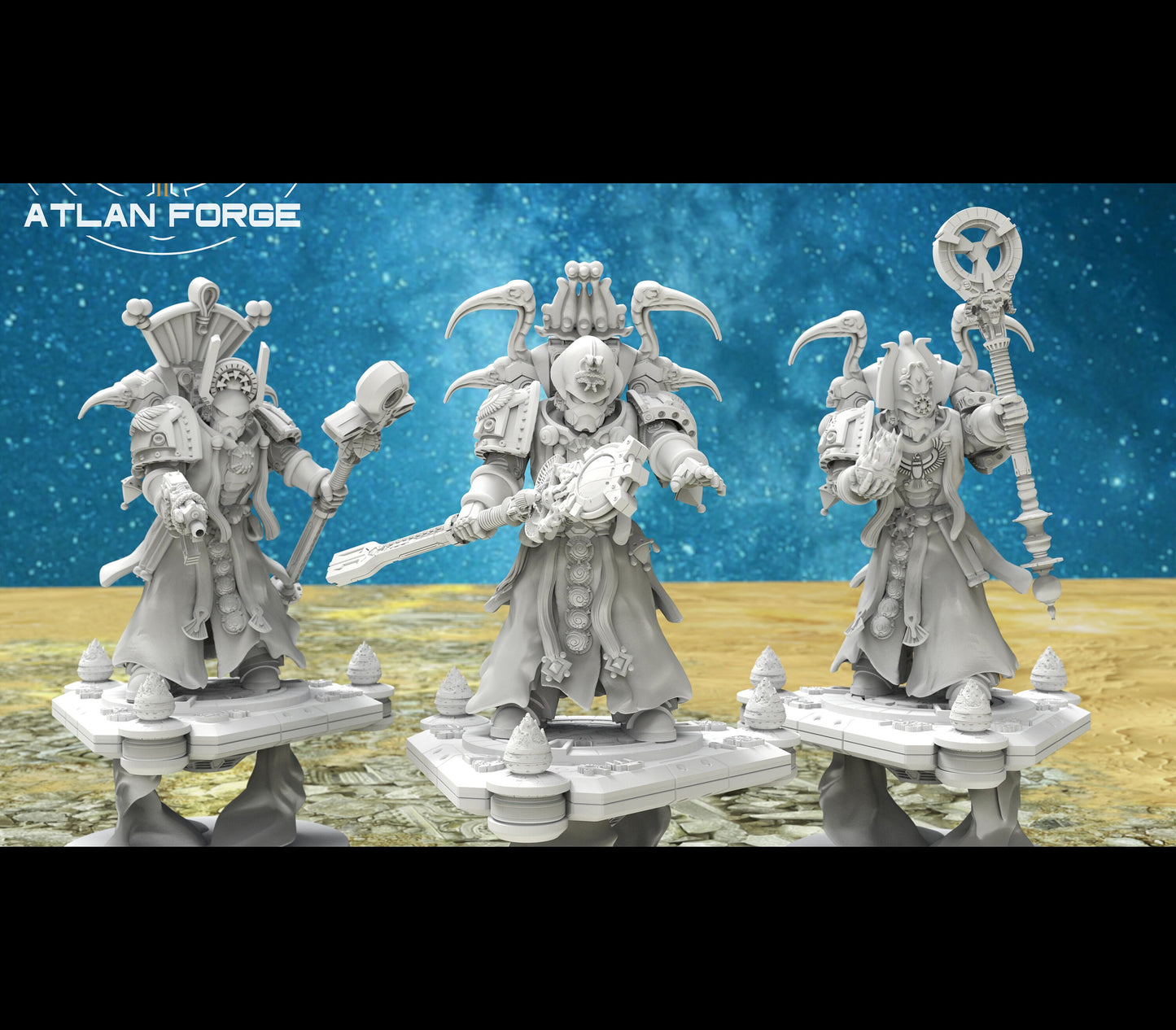 3d Printed Mages of Aegyptus x3 by Atlan Forge Miniatures