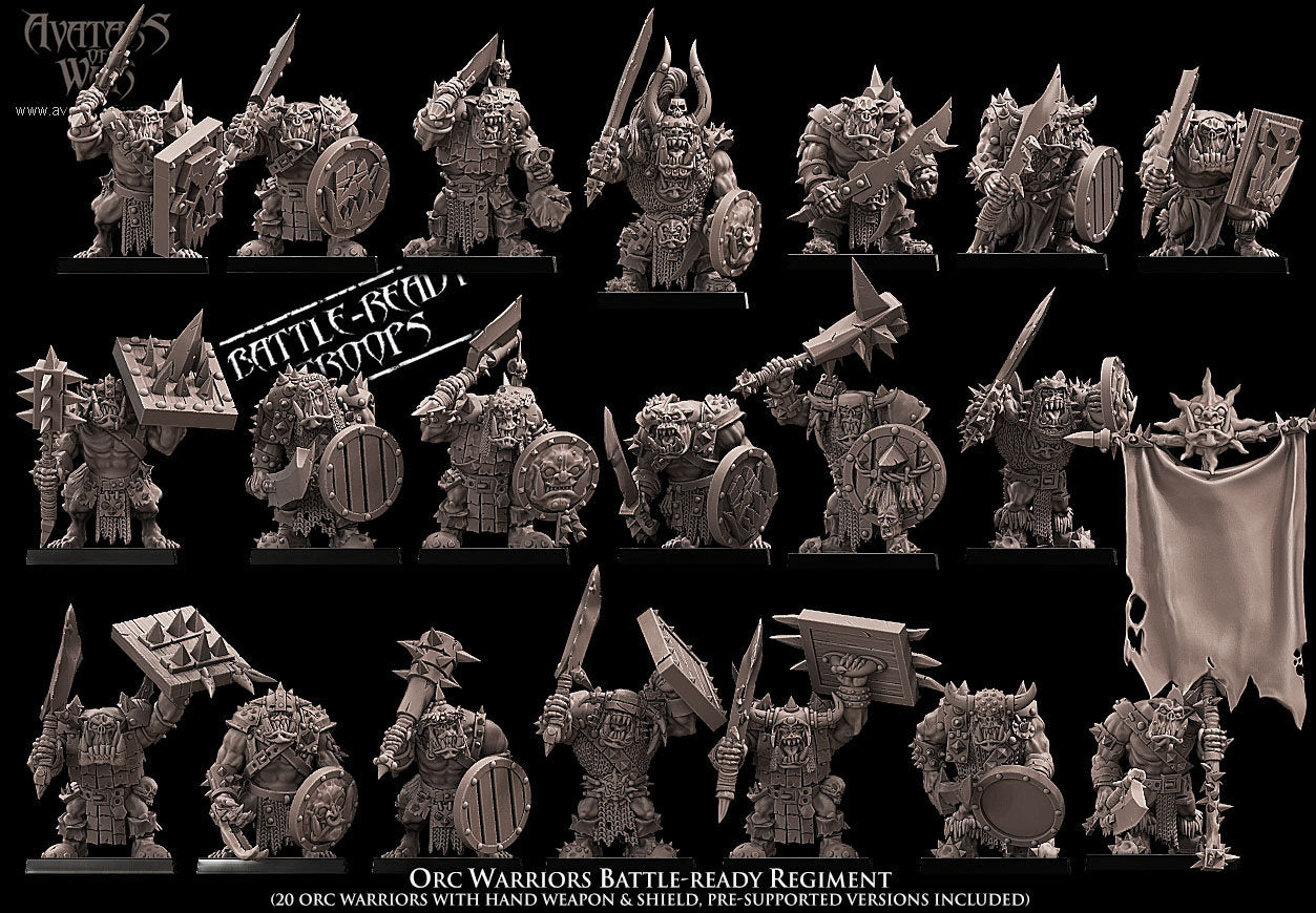 3D printed Orc Warrior Battle Ready regiment (20 orcs) by Avatars of War