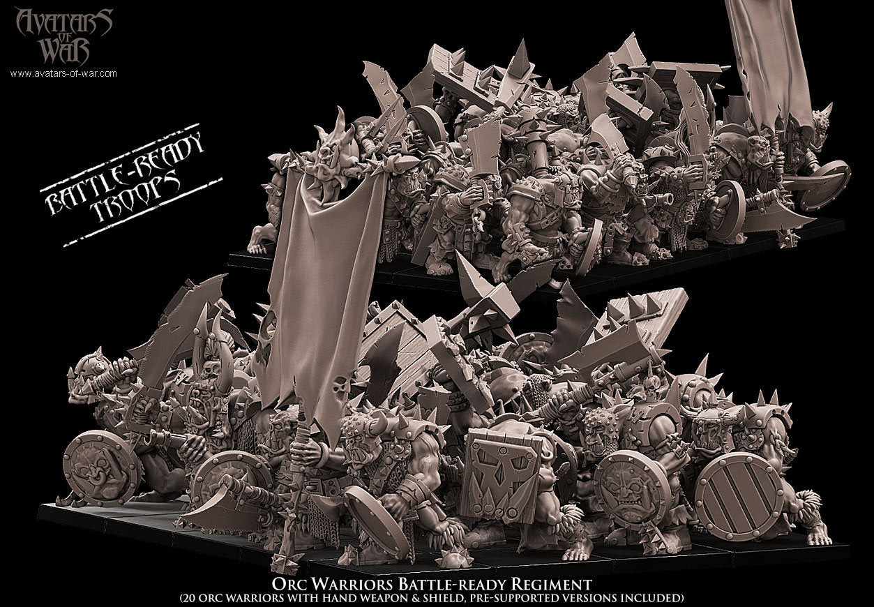 3D printed Orc Warrior Battle Ready regiment (20 orcs) by Avatars of War