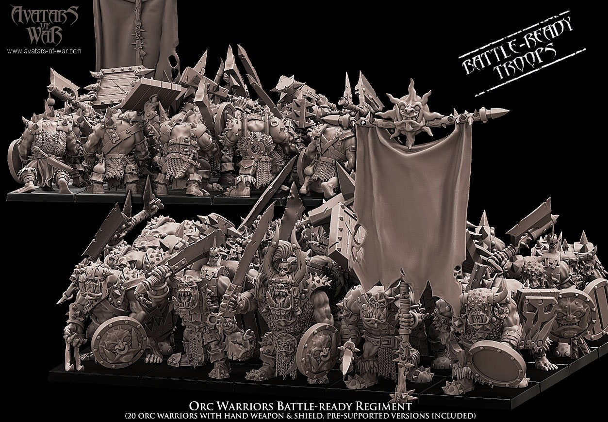 3D printed Orc Warrior Battle Ready regiment (20 orcs) by Avatars of War