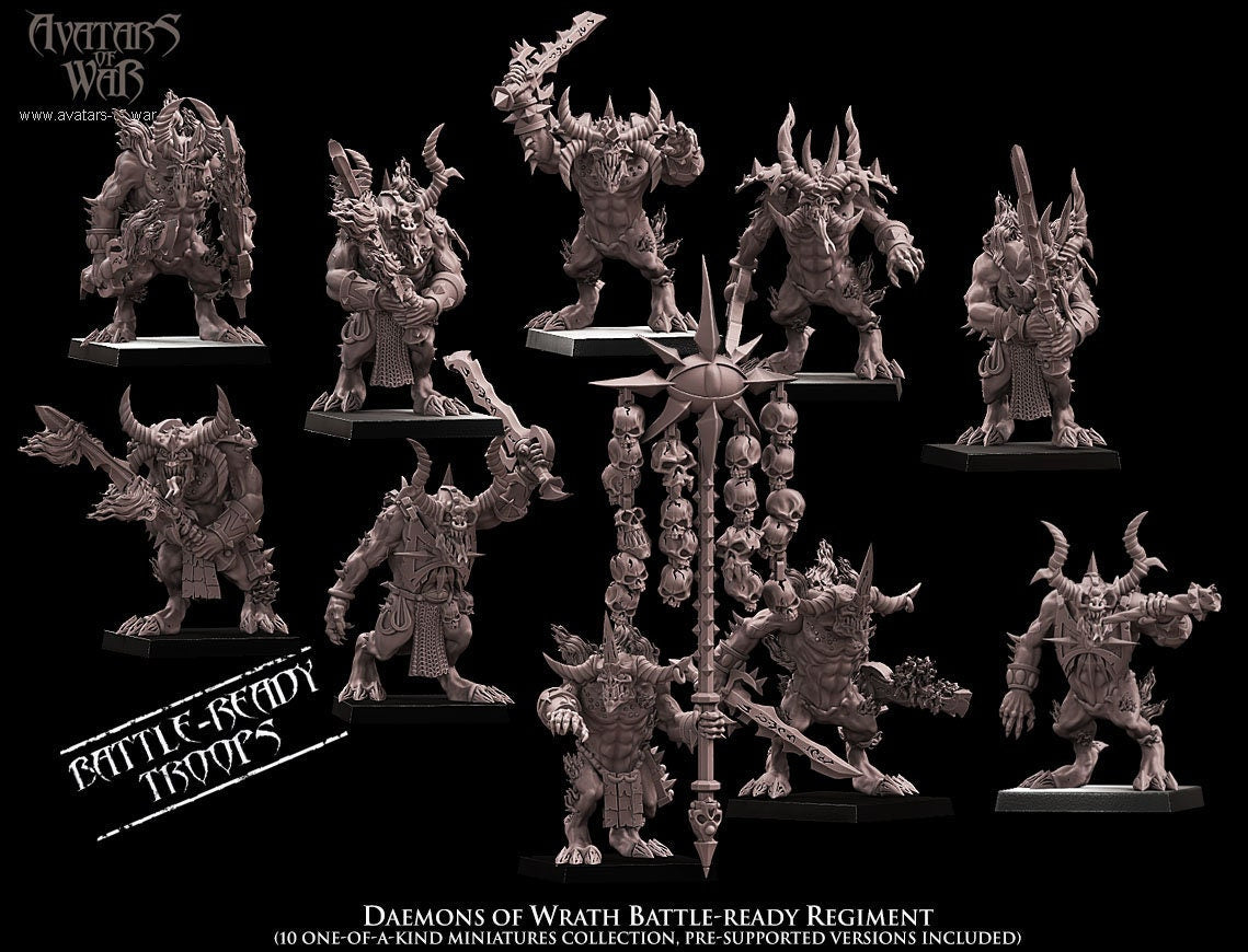 3D Printed Daemons of Wrath Regiment by Avatars of War