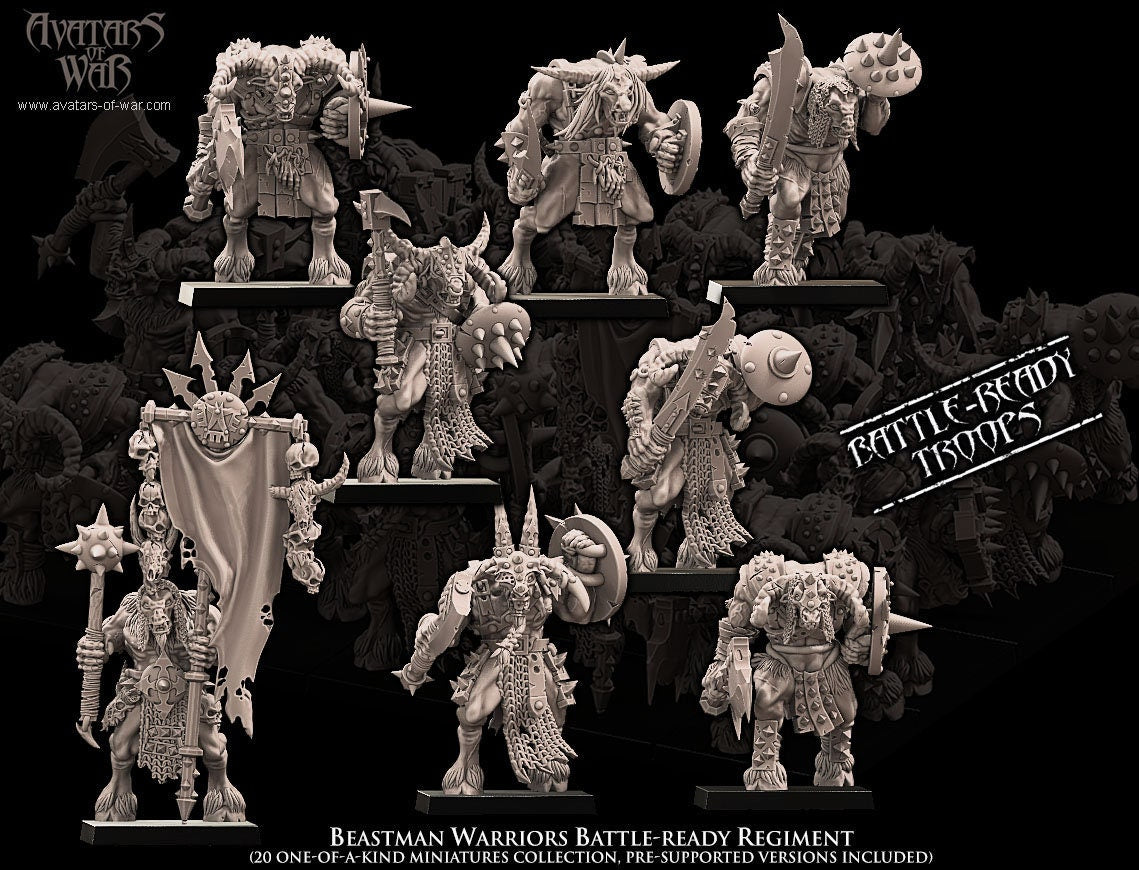 3D Printed Beastman Warriors Regiment x20 by Avatars of War