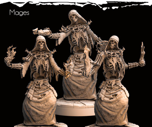 3d Printed Skeletal Mages by Monolith Arts