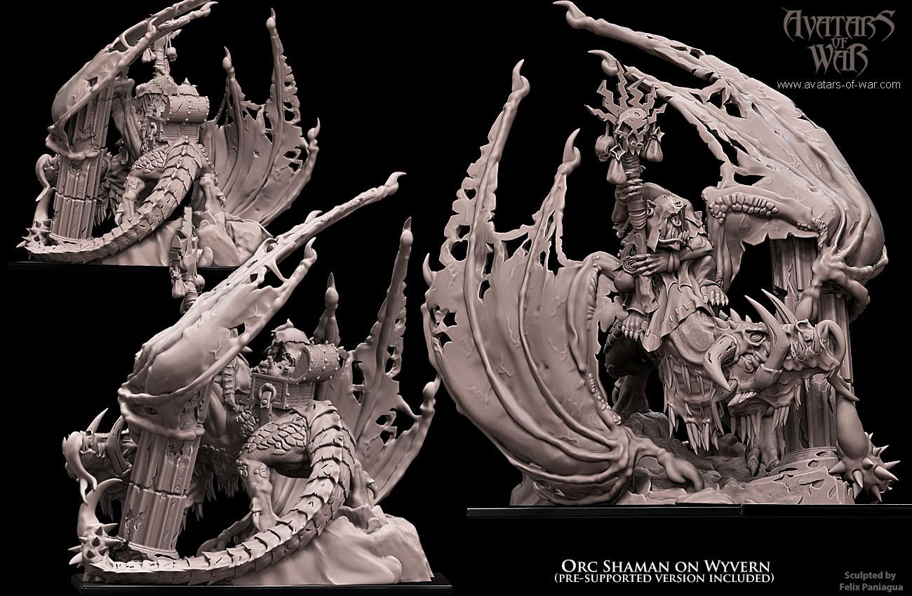 3D Printed Orc Shaman On Wyvern by Avatars of War