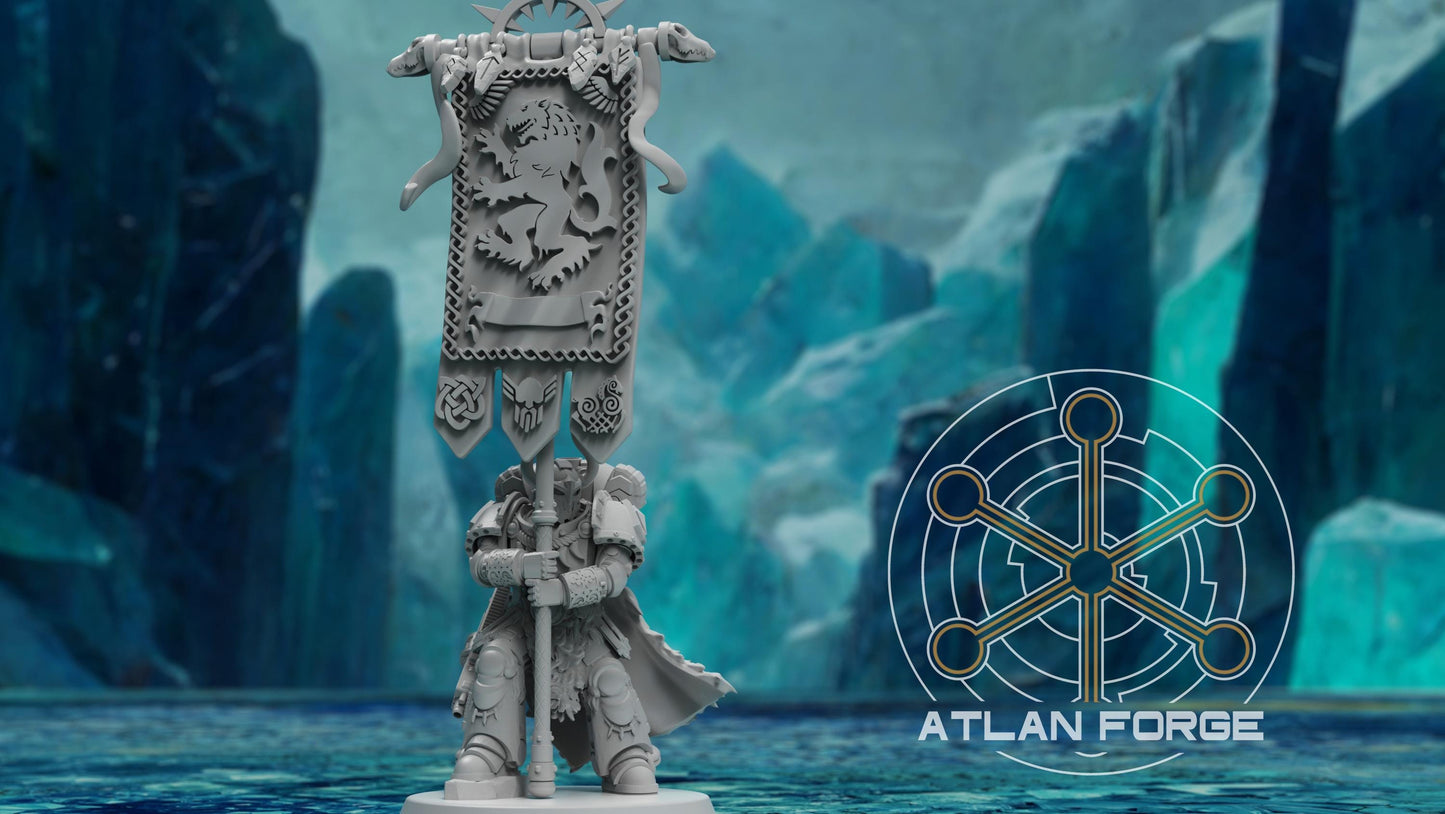 3d Printed Asgardian War Banner Bearer by Atlan Forge Miniatures