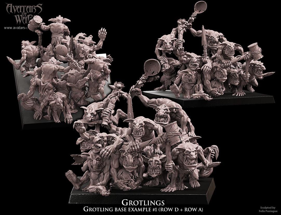 3D printed Grotlings Regiment by Avatars of War