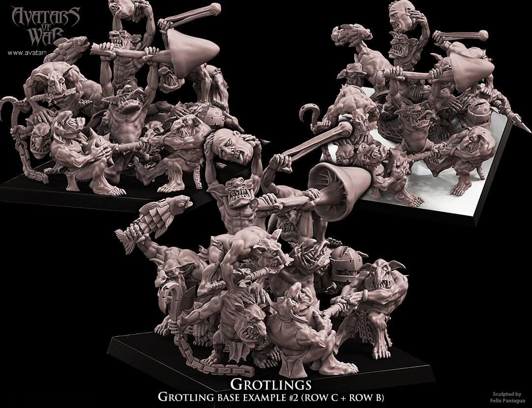 3D printed Grotlings Regiment by Avatars of War