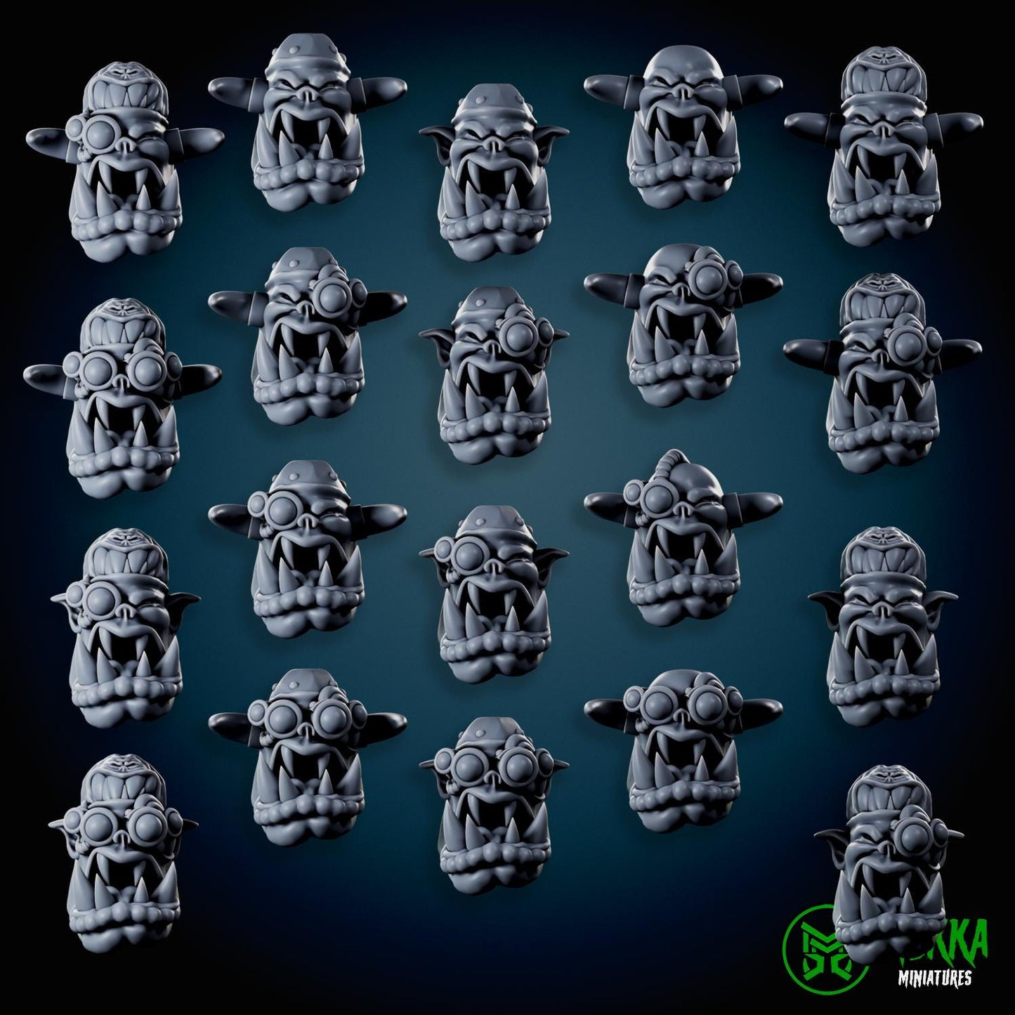 3d Printed Cybork Heads x20 by Mekka Miniatures