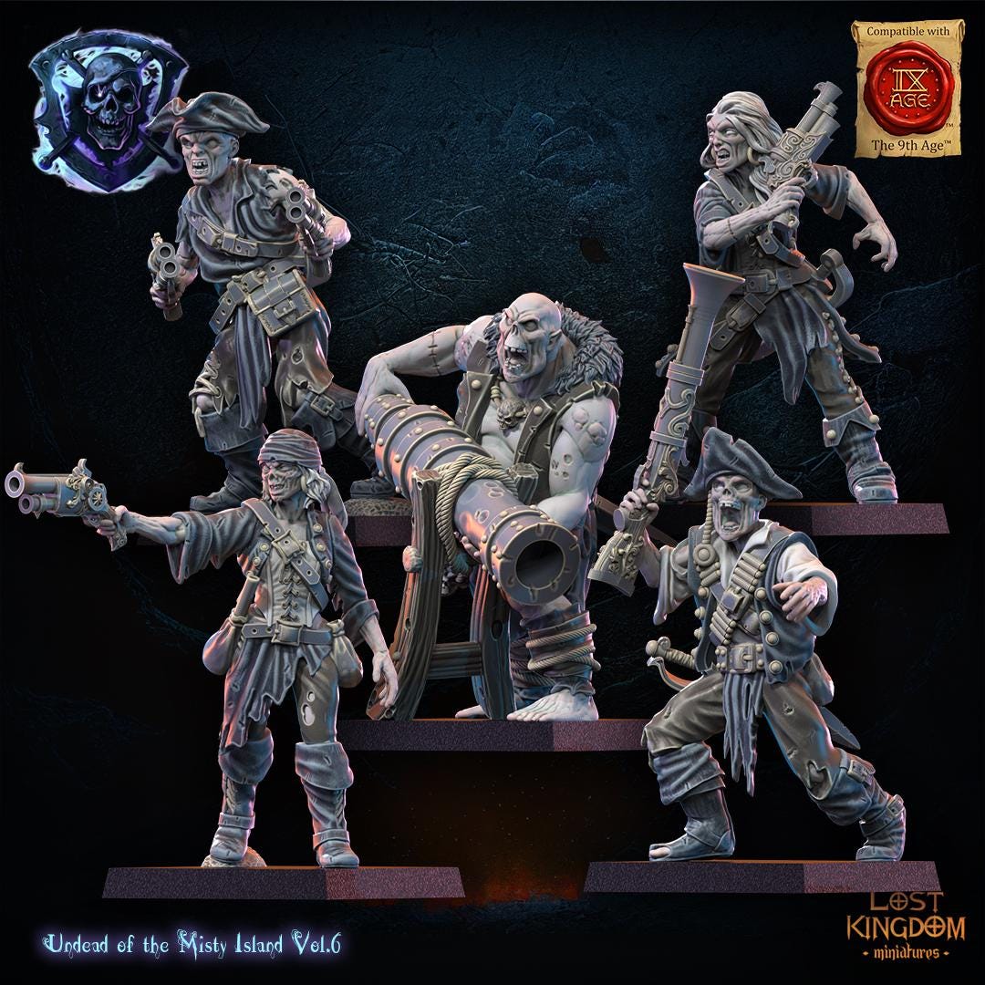 3d Printed Undead Pirate Regiment x10 by Lost Kingdom Miniatures