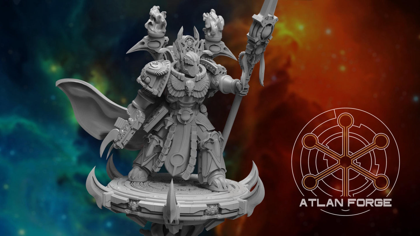 3d Printed Aegyptus Sorcerer on Flying Disc by Atlan Forge Miniatures