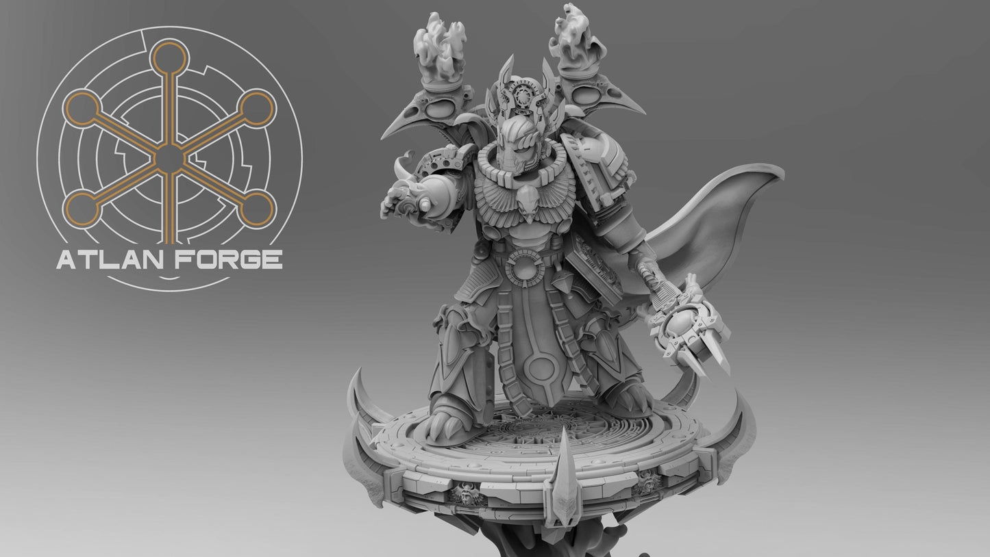 3d Printed Aegyptus Sorcerer on Flying Disc by Atlan Forge Miniatures