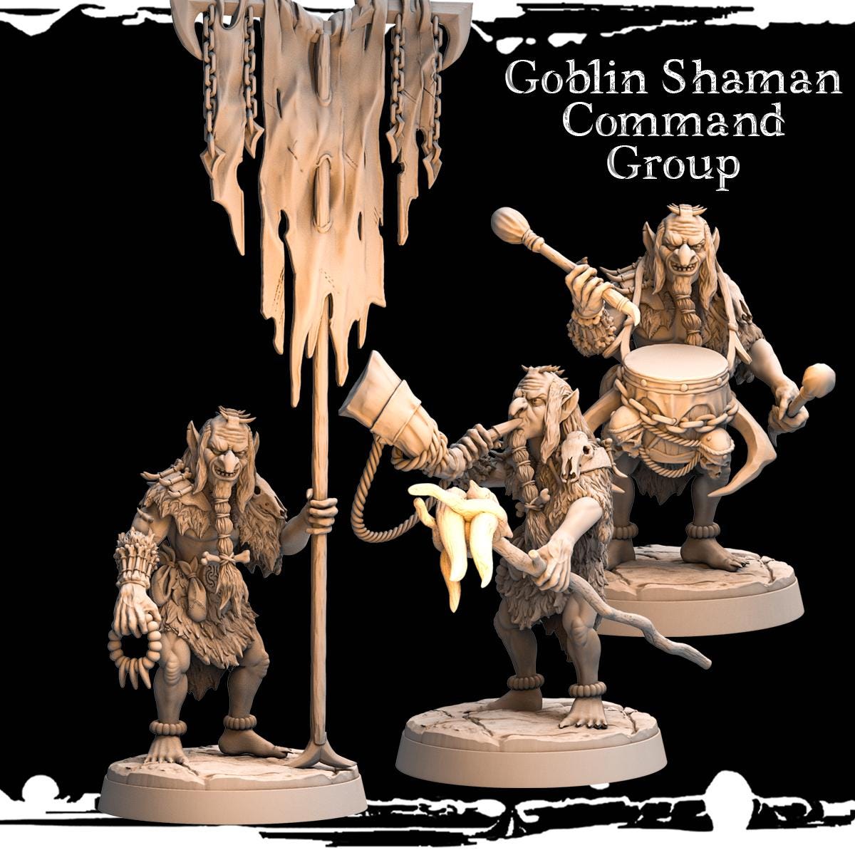 3D printed Goblin Warlock Command Group by Monolith Arts