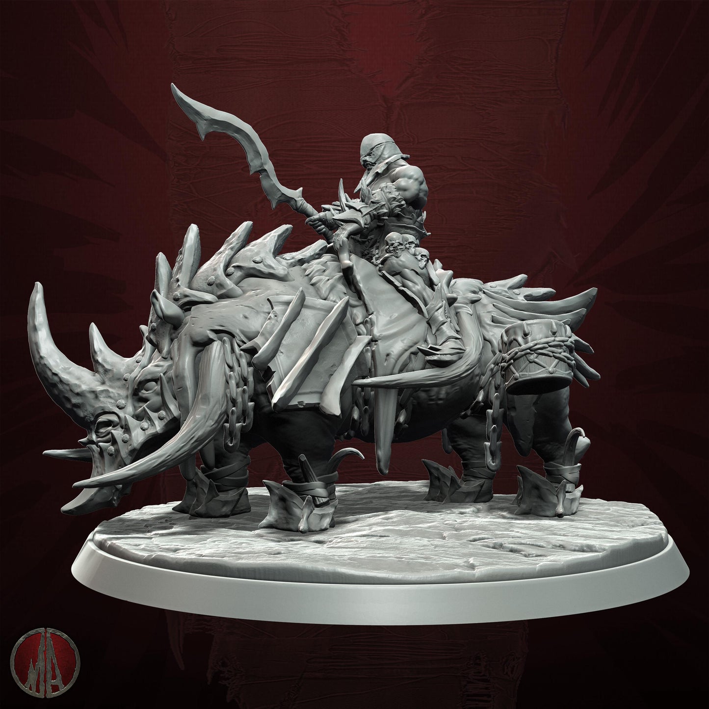 3D printed Orc Rhino Rider by Monolith Arts