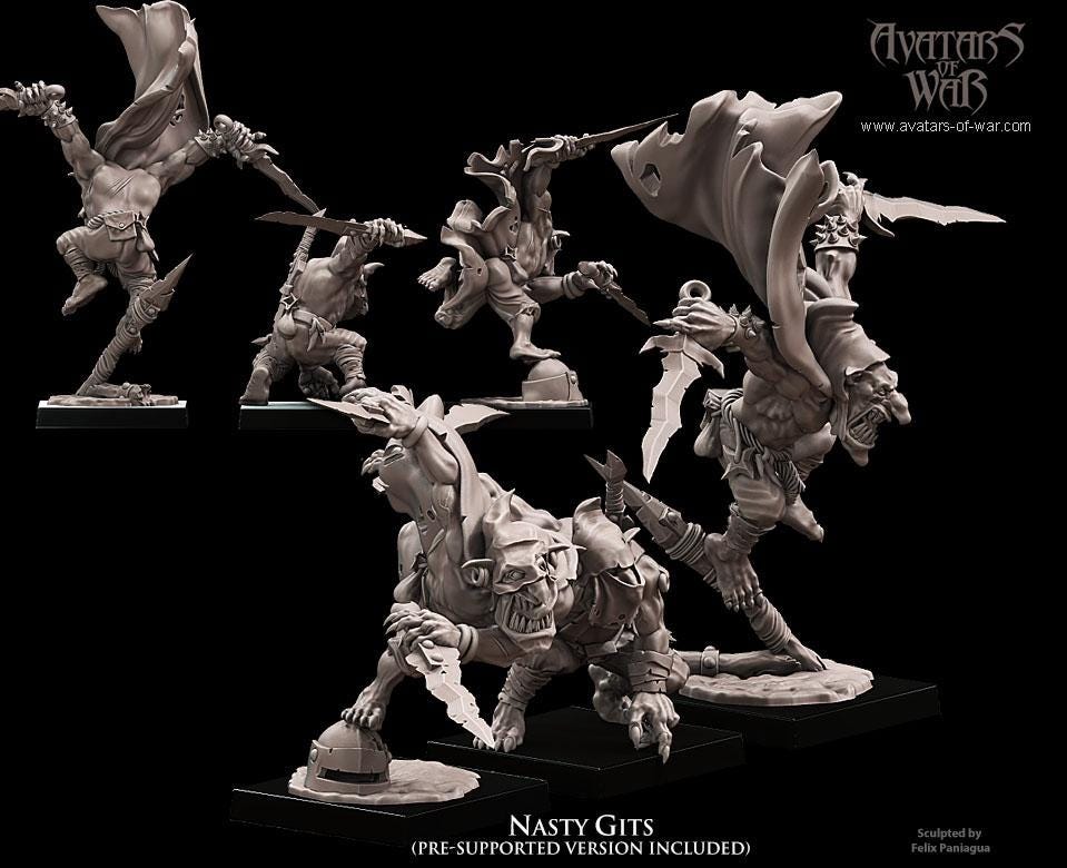 3D printed Goblin Nasty Gits x3 by Avatars of War