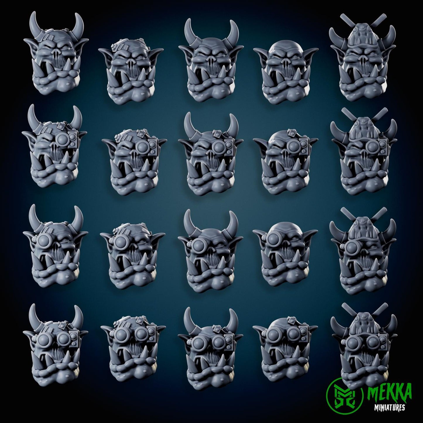 3d Printed Cybork Heads x20 by Mekka Miniatures