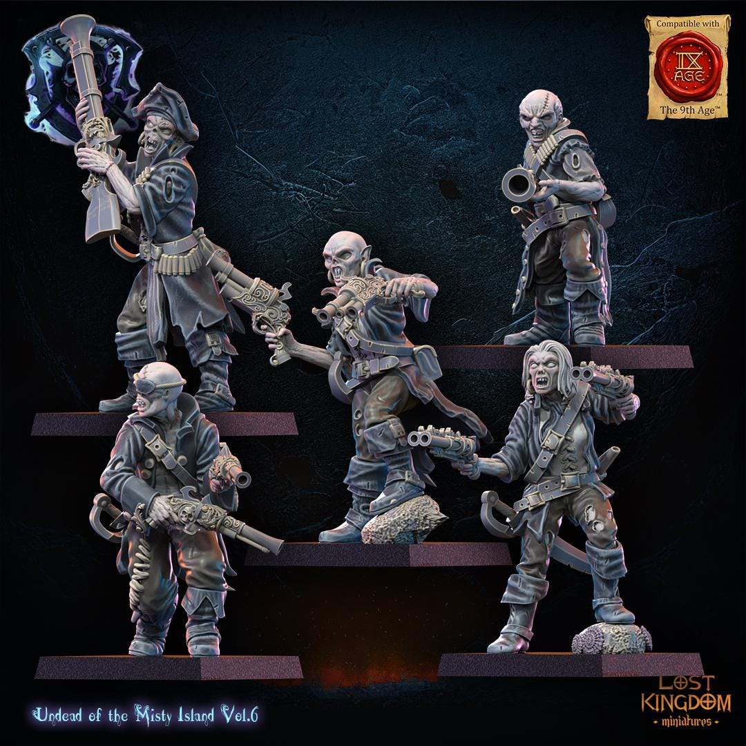 3d Printed Undead Pirate Regiment by Lost Kingdom Miniatures