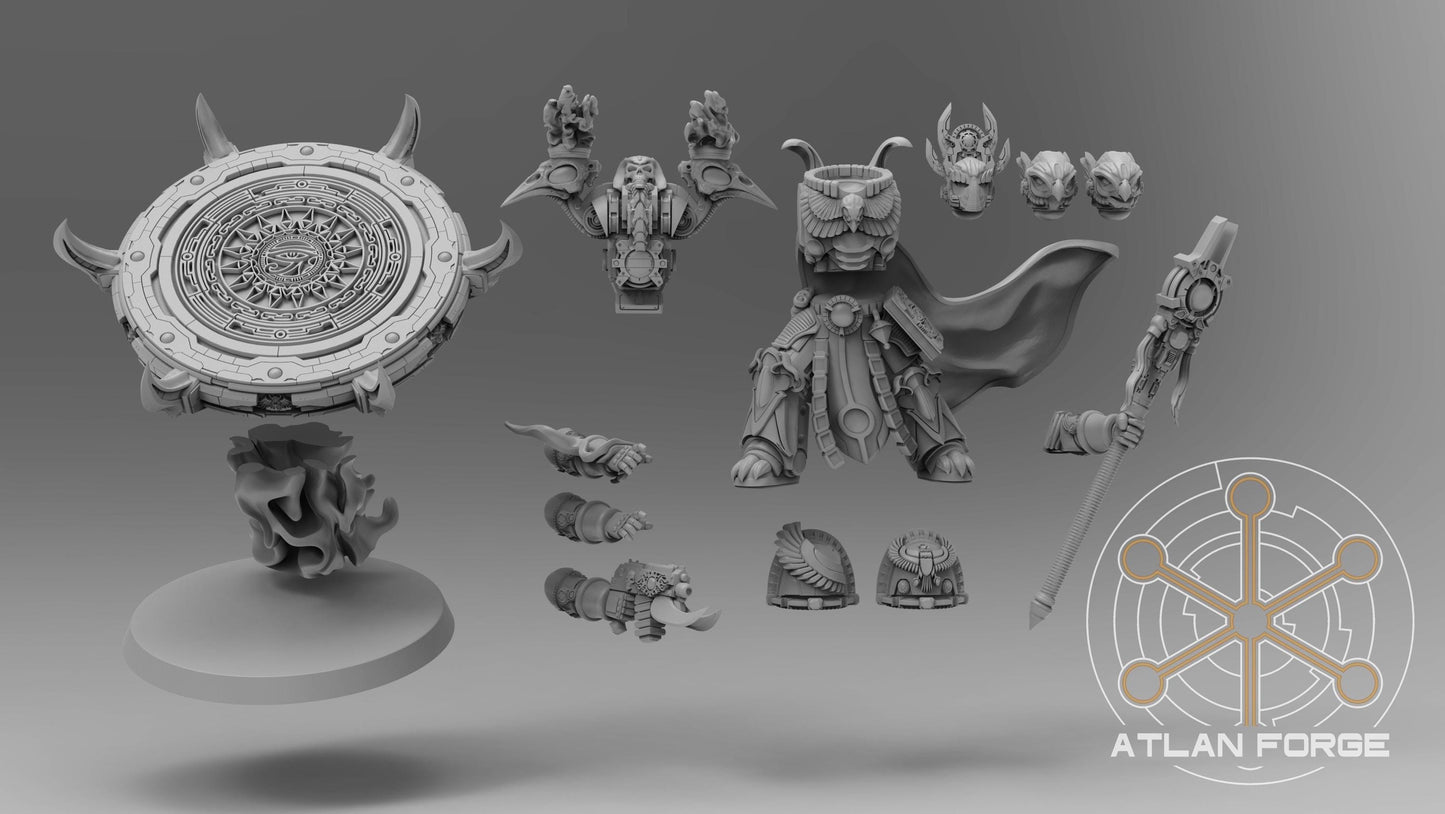 3d Printed Aegyptus Sorcerer on Flying Disc by Atlan Forge Miniatures