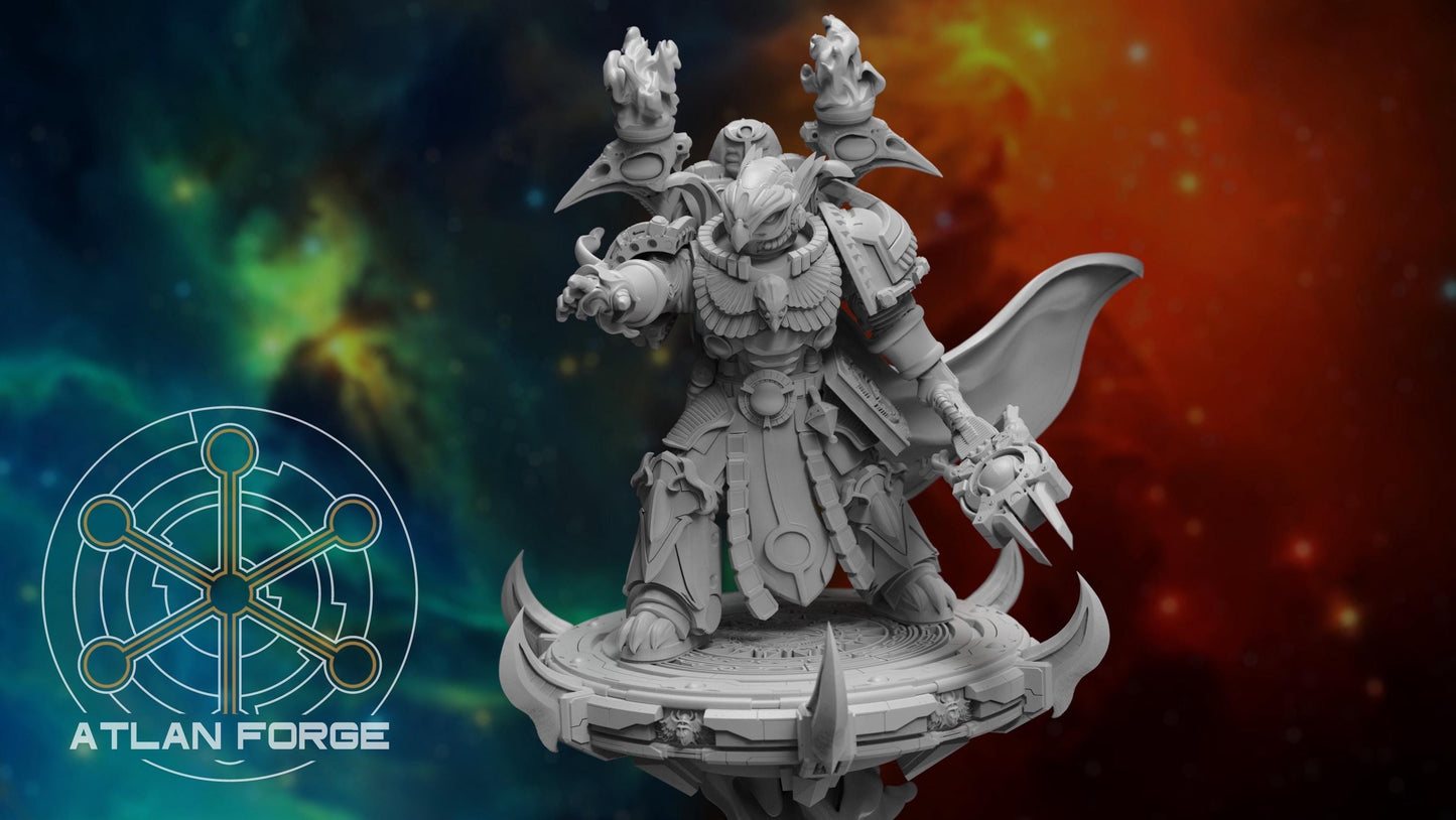 3d Printed Aegyptus Sorcerer on Flying Disc by Atlan Forge Miniatures