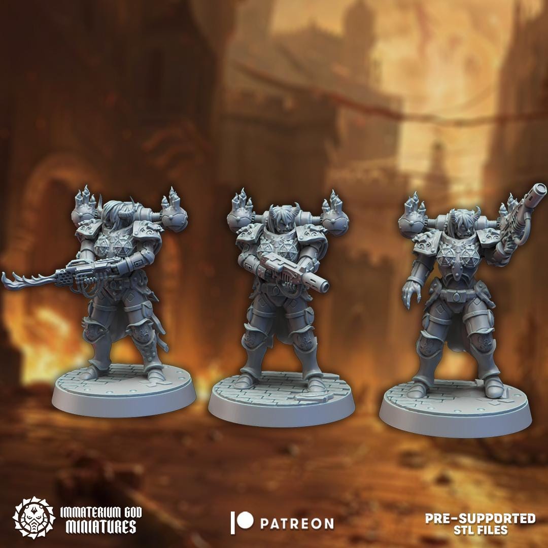 3d Printed Doom Sisters x6 by DakkaDakka Miniatures