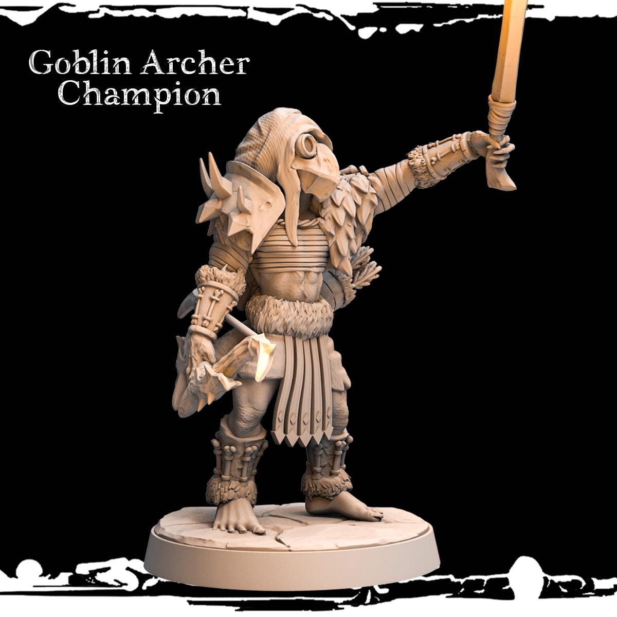 3D printed Goblin Archer Champion by Monolith Arts