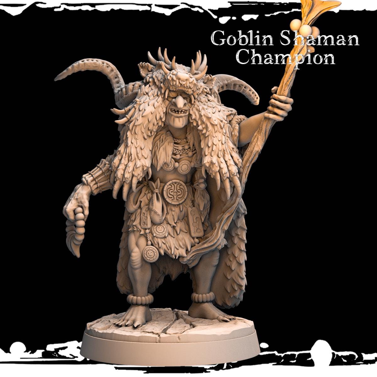 3D printed Goblin Shaman Champion by Monolith Arts