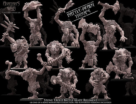 3D printed Stone Trolls x10 by Avatars of War