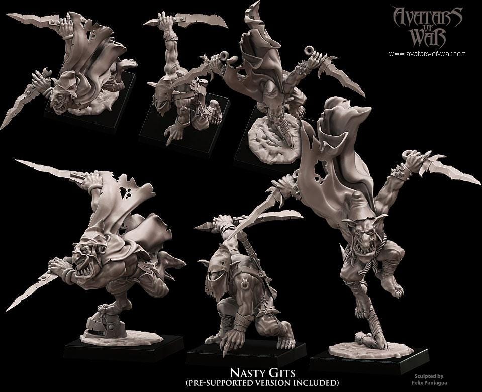 3D printed Goblin Nasty Gits x3 by Avatars of War