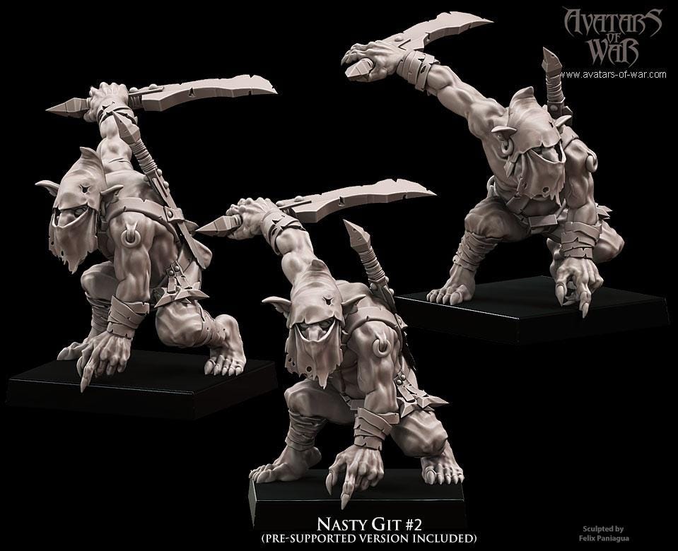 3D printed Goblin Nasty Gits x3 by Avatars of War