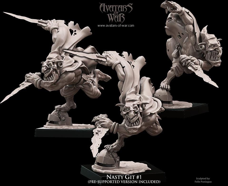 3D printed Goblin Nasty Gits x3 by Avatars of War