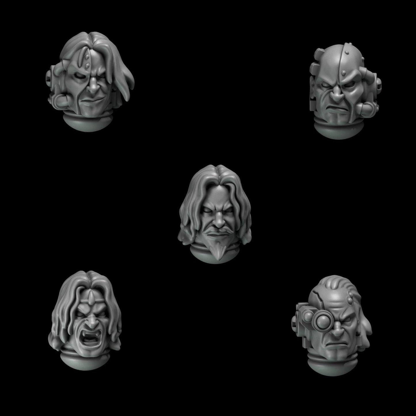 3d Printed Crimson Lords Heads #2 x10 by Greytide Studio