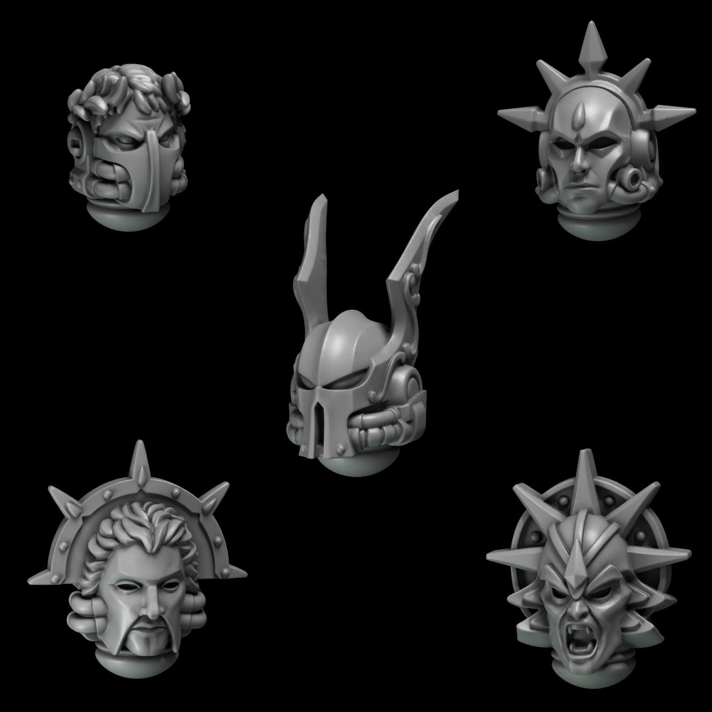 3d Printed Crimson Lords Heads #3 x10 by Greytide Studio