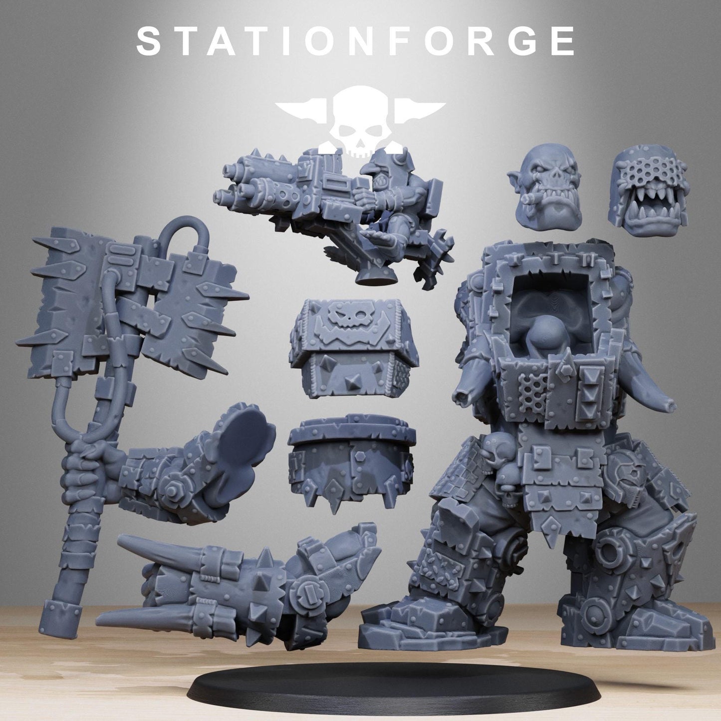 3D Printed Orkaz Commander by StationForge Miniatures