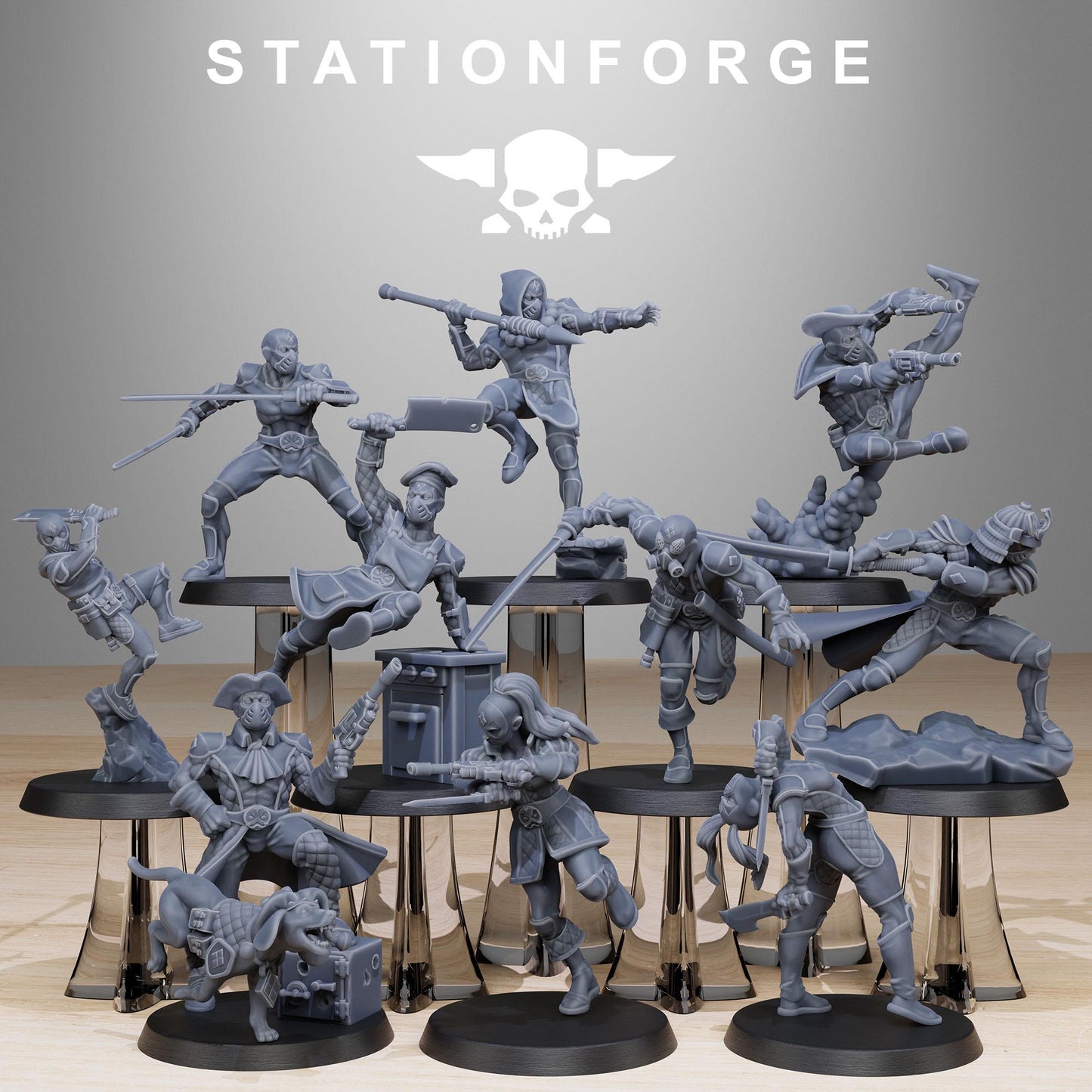 3D Printed GrimCorp Jesters by StationForge Miniatures