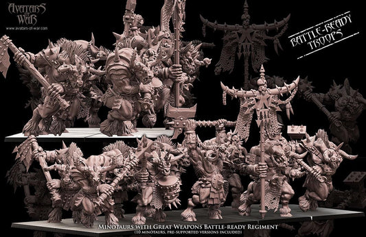 3D printed Minotaur Battle Ready Regiment by Avatars of War