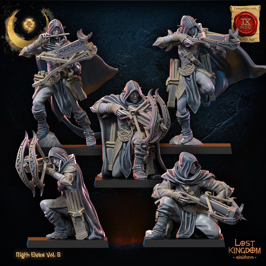 3d Printed Night Elf Arbalest Regiment x10 by Lost Kingdom Miniatures