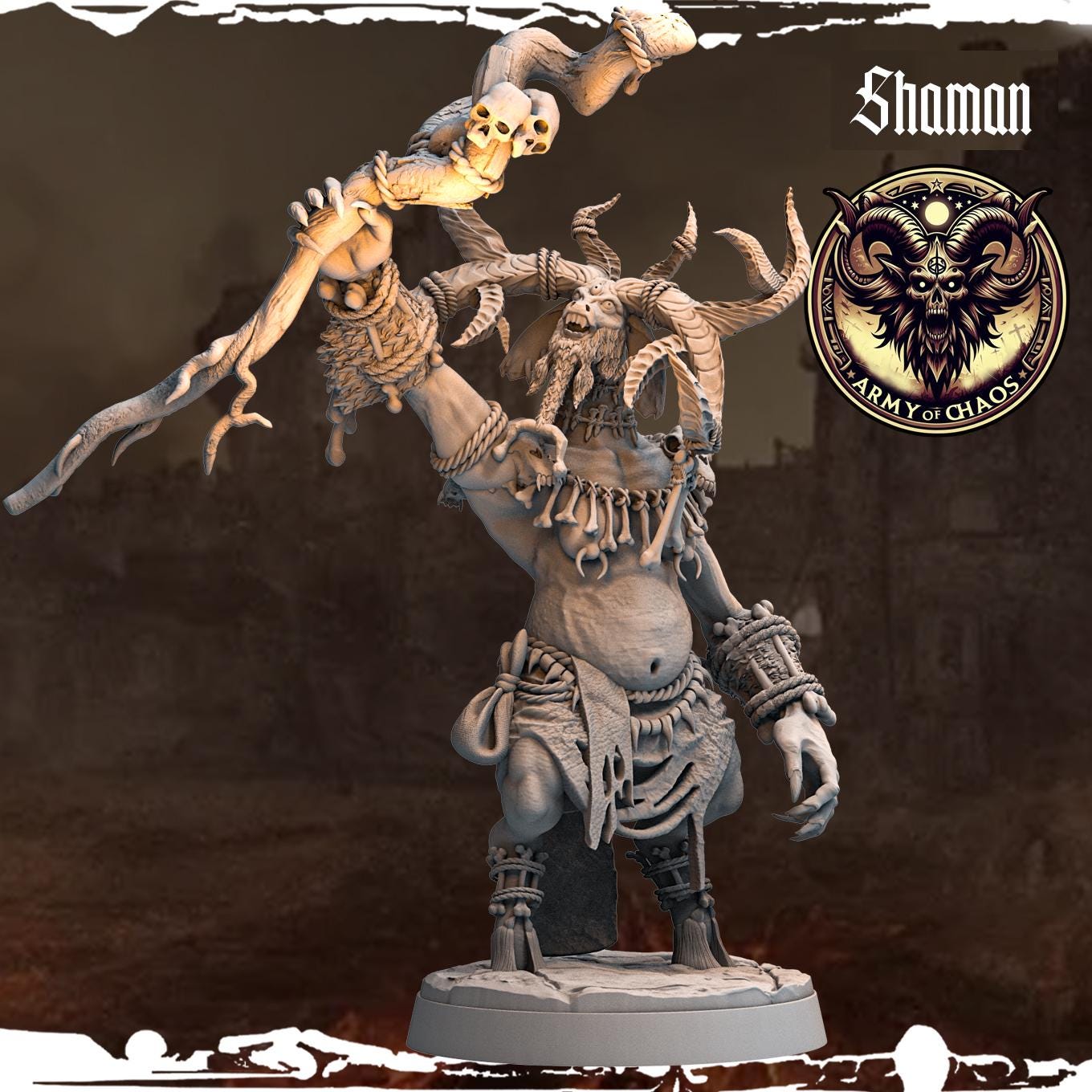 3D Printed Chaos Beast Shaman by Monolith Arts