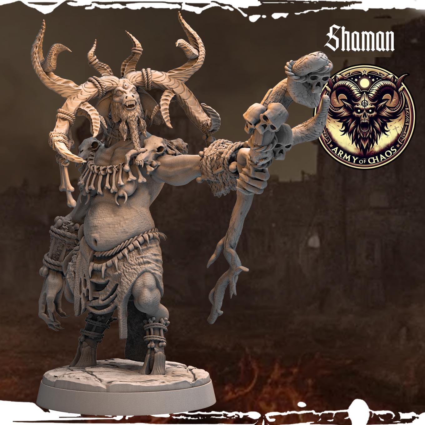 3D Printed Chaos Beast Shaman by Monolith Arts