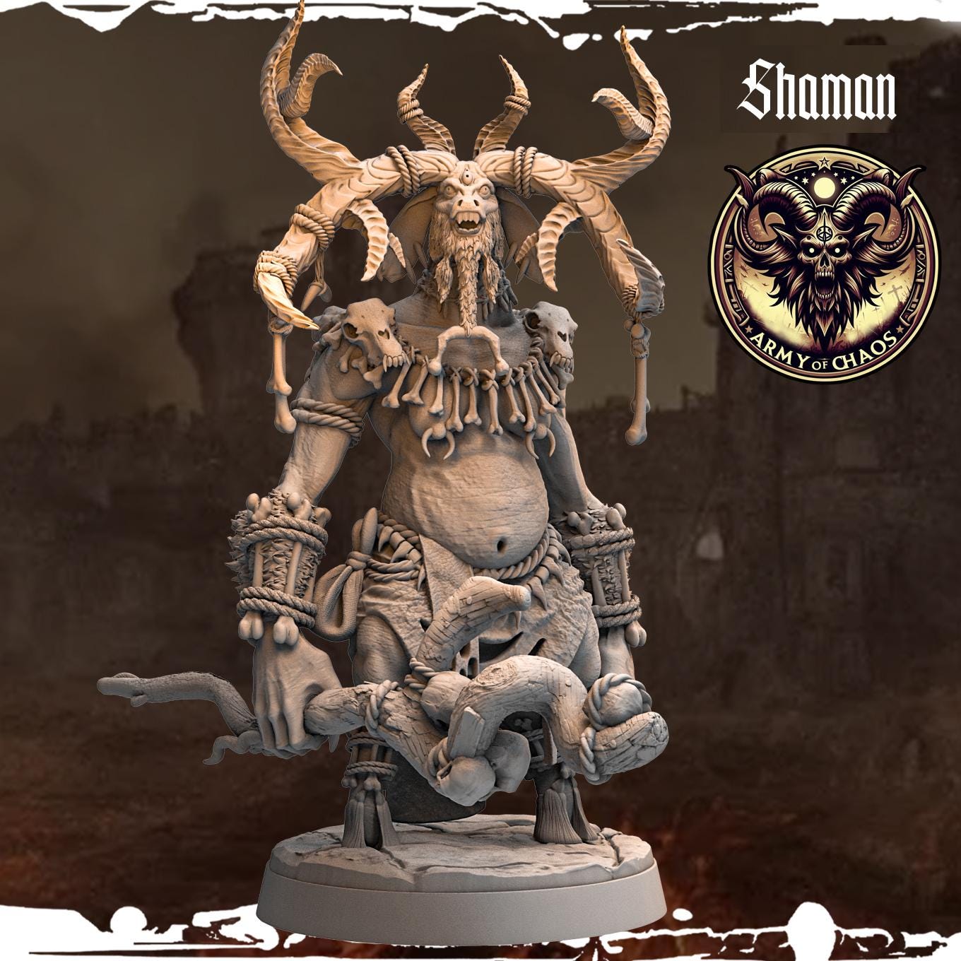 3D Printed Chaos Beast Shaman by Monolith Arts