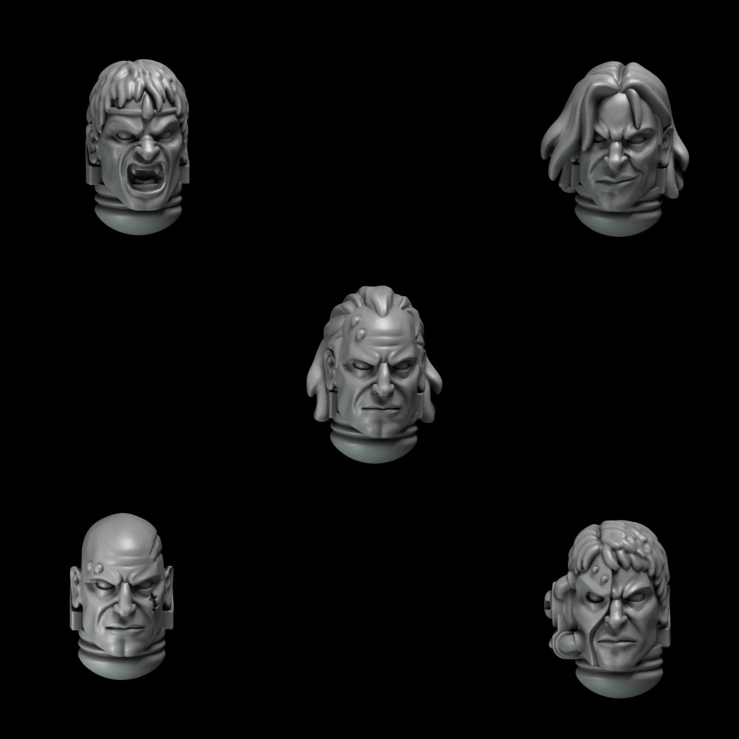 3d Printed Crimson Lords Heads x10 by Greytide Studio