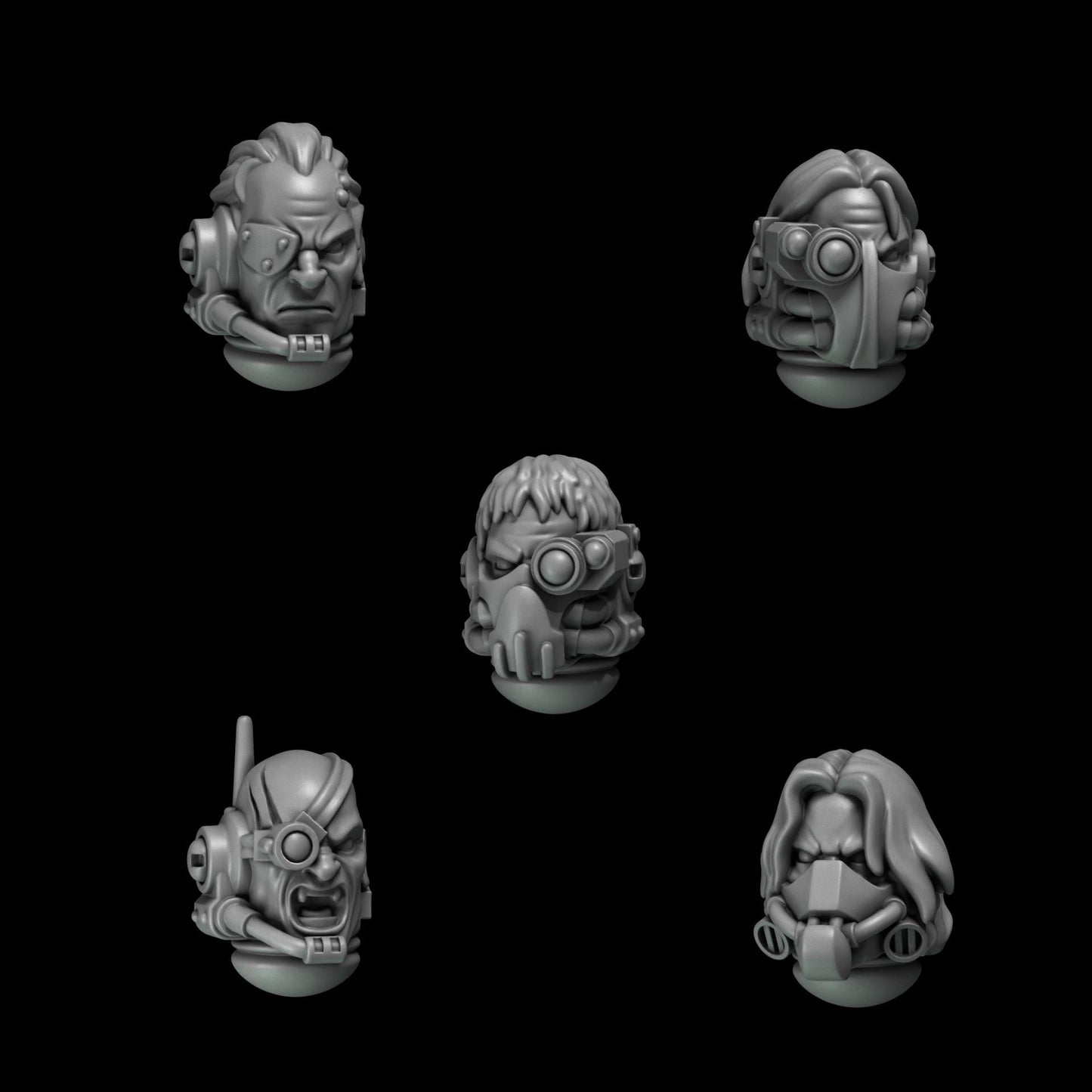 3d Printed Crimson Lords Tactical Heads #5 x10 by Greytide Studio