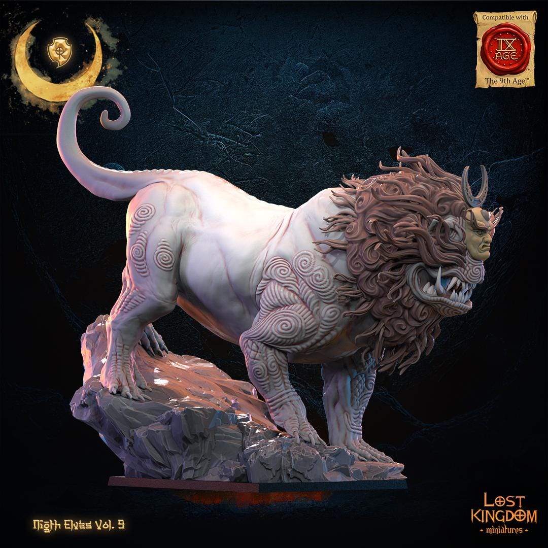 3D Printed Night Elf Lion Beast by Lost Kingdom Miniatures