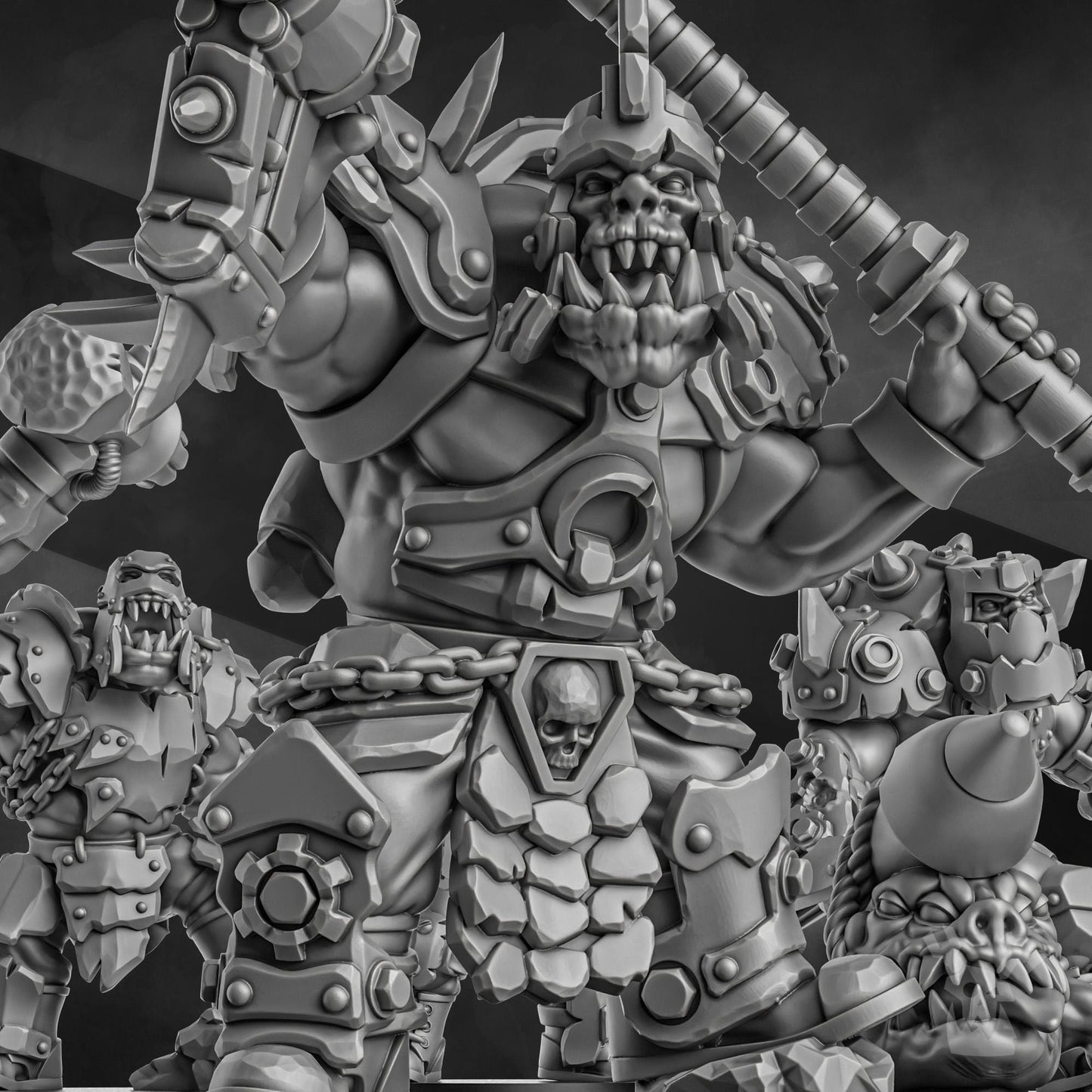 3d Printed Orc Head Crackaz Mob by DakkaDakka Miniatures