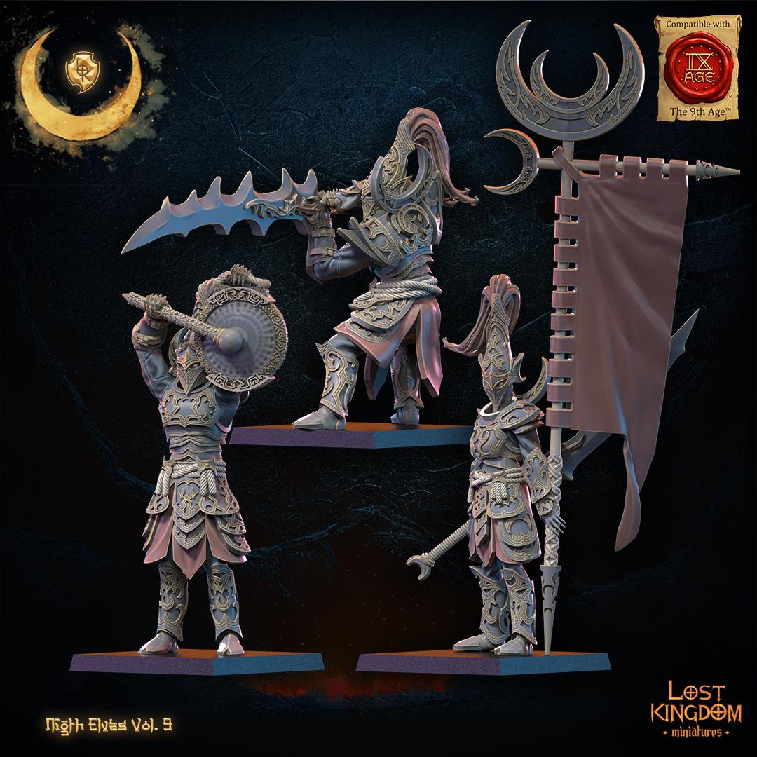 3D Printed Night Elf Command Group by Lost Kingdom Miniatures