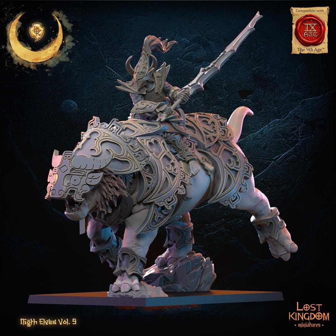 3D Printed Night Elf Hero Beast Rider by Lost Kingdom Miniatures