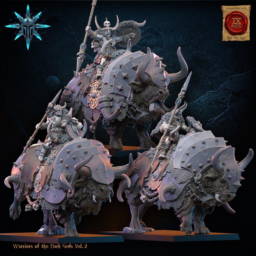 3D Printed Chaos Barbarian Riders x3 by Lost Kingdom Miniatures